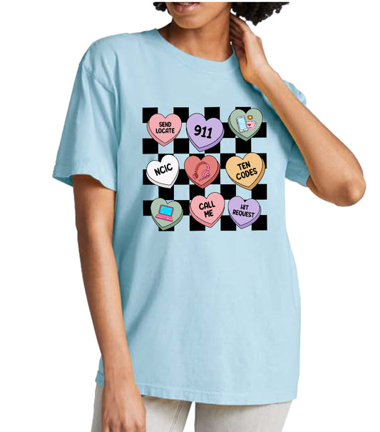 Dispatcher Valentines - Black Checkered Tee