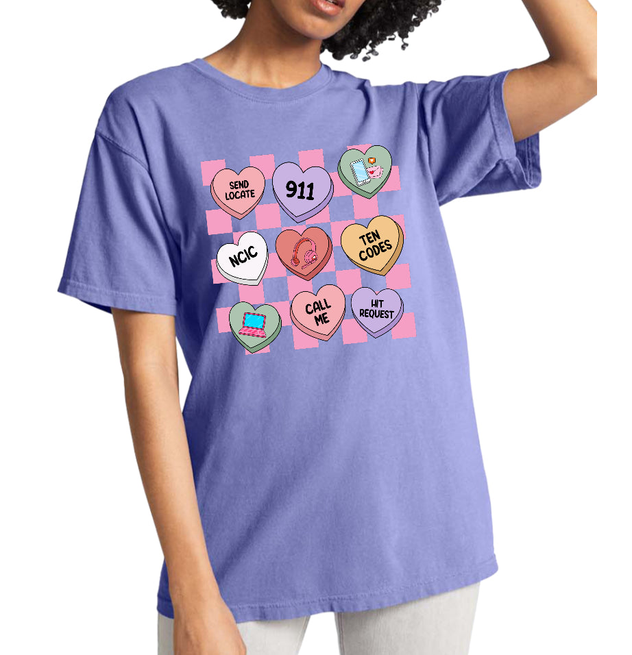 Dispatcher Valentines - Pink Checkered Tee